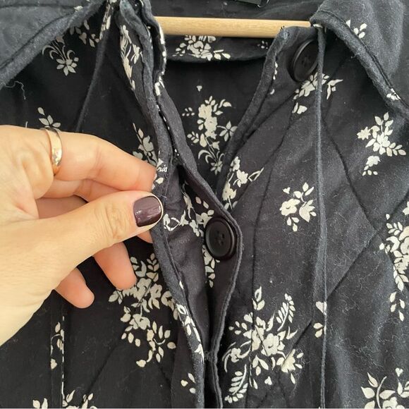 Rixo Cleo Ditsy Bunch Black Longline Quilted Jacket - Picture 7 of 14